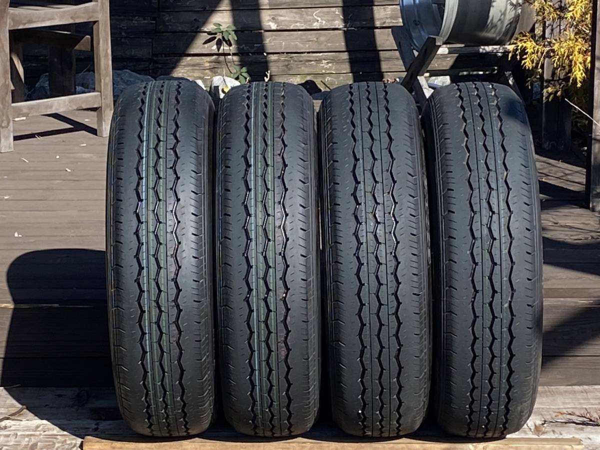 送料税込31800円～【新車外し 2023年 BRIDGESTONE RD613 タイヤホイールセット ハイエース新品ホイールキャップ付】195/80R15 107/105 268_画像1