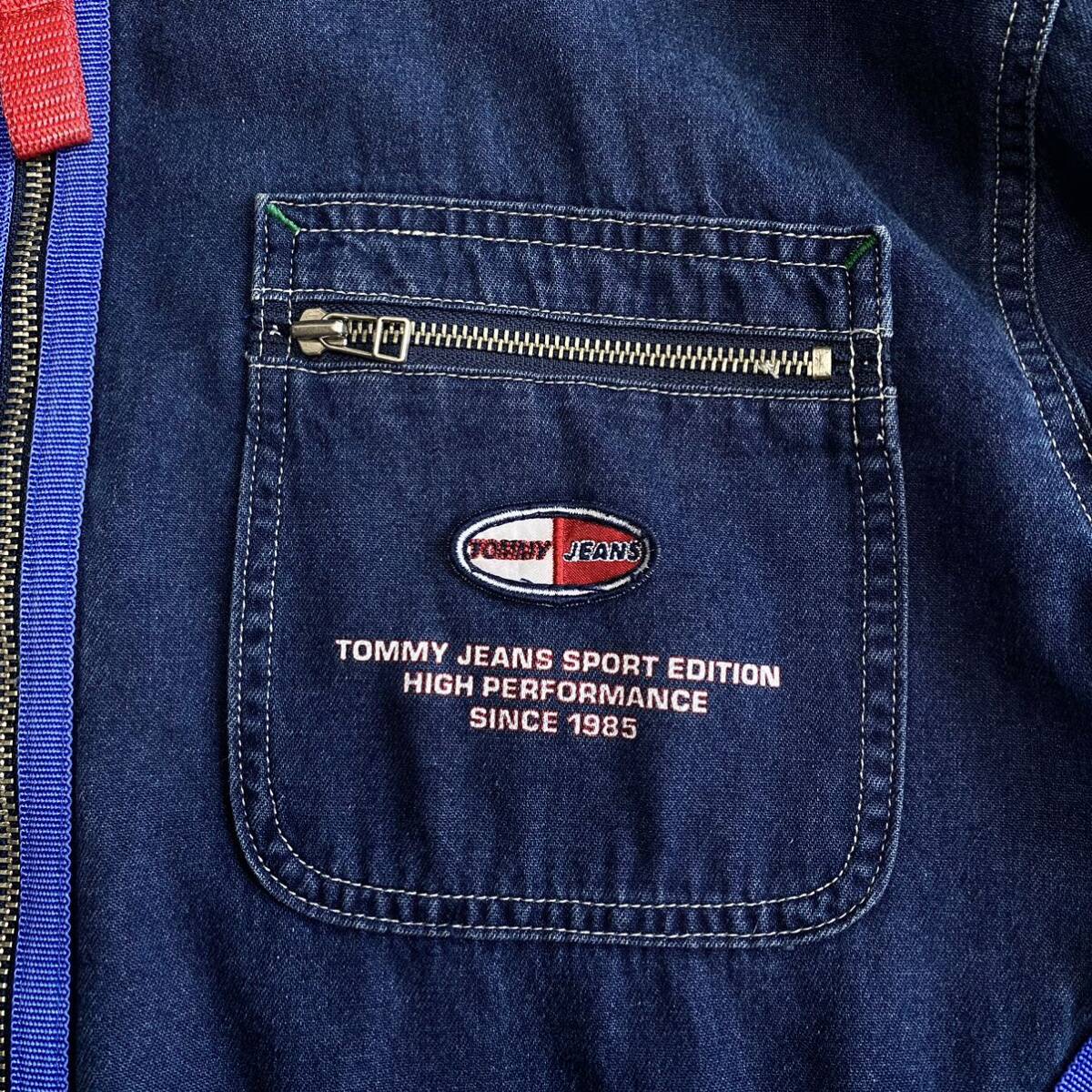 【希少デザイン 美品】トミージーンズ TOMMY JEANS デニム ジャケット XLサイズ相当 切替 ジップ キルティング インディゴブルー メンズ_画像6