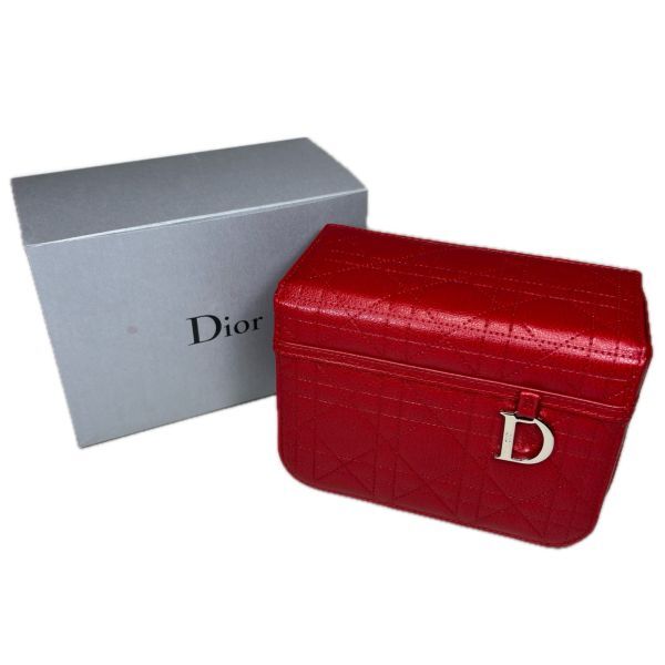 未使用保管品 Christian Dior クリスチャン ディオール バニティバッグ 化粧ポーチ レッド 箱付_画像1