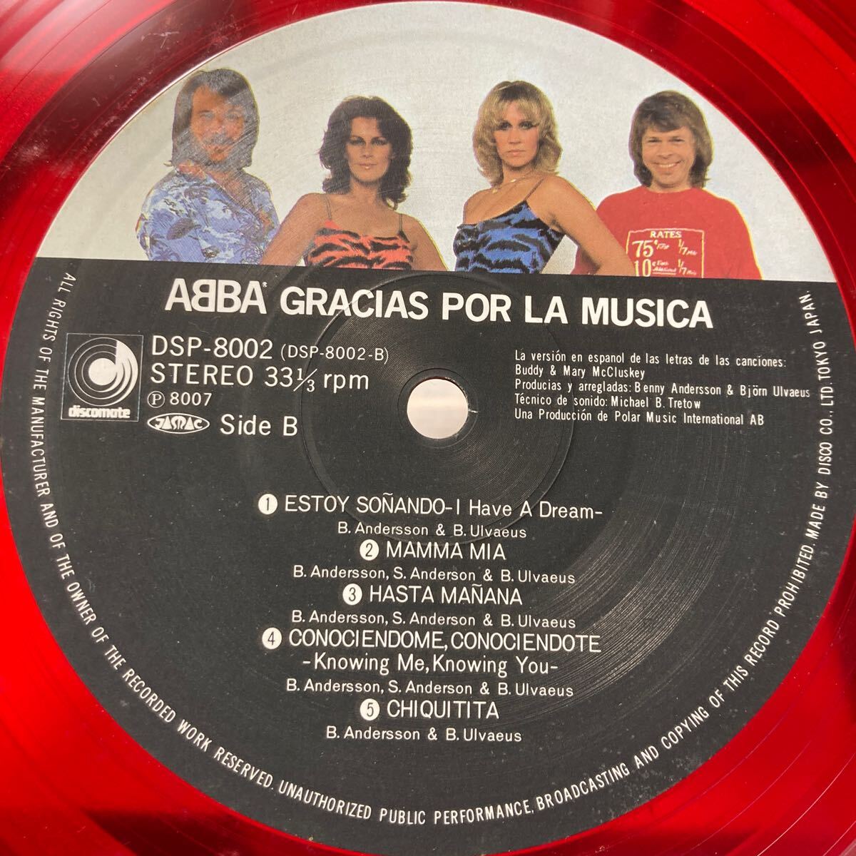 赤盤 ABBA【Gracias Por La Musica】LP 国内盤 Discomate DSP-8002 Electronic 1980_画像5