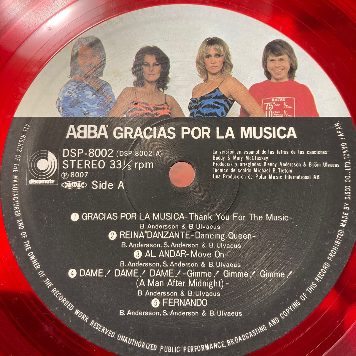 赤盤 ABBA【Gracias Por La Musica】LP 国内盤 Discomate DSP-8002 Electronic 1980_画像4