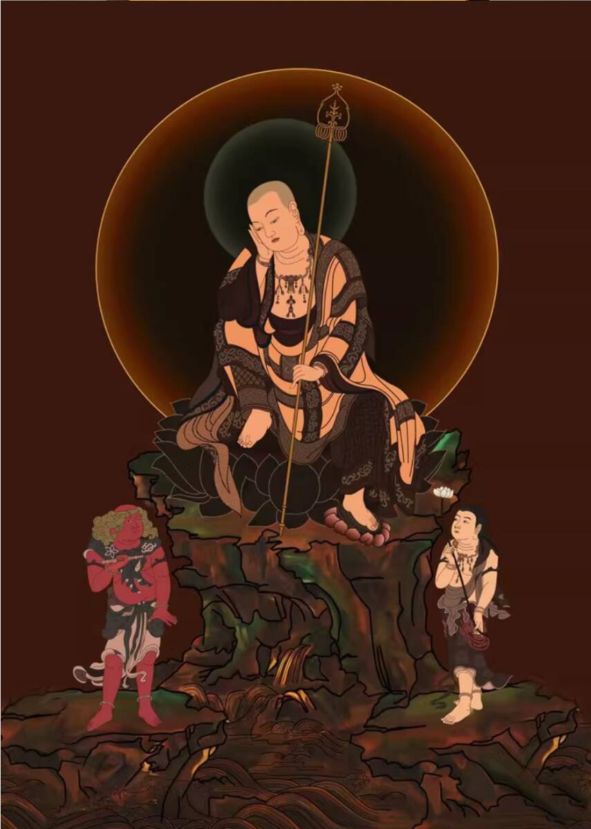チベット仏教　地蔵菩薩　A3サイズ：297×420mm 曼荼羅_画像1