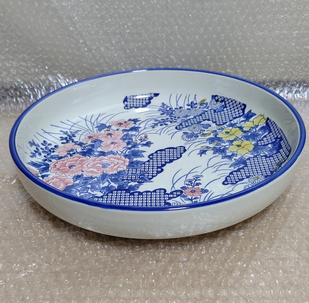 大皿 約30cm 約1.4kg 飾り皿 和食器 染付 色絵何焼き？？ 現状品 遺品整理_画像7