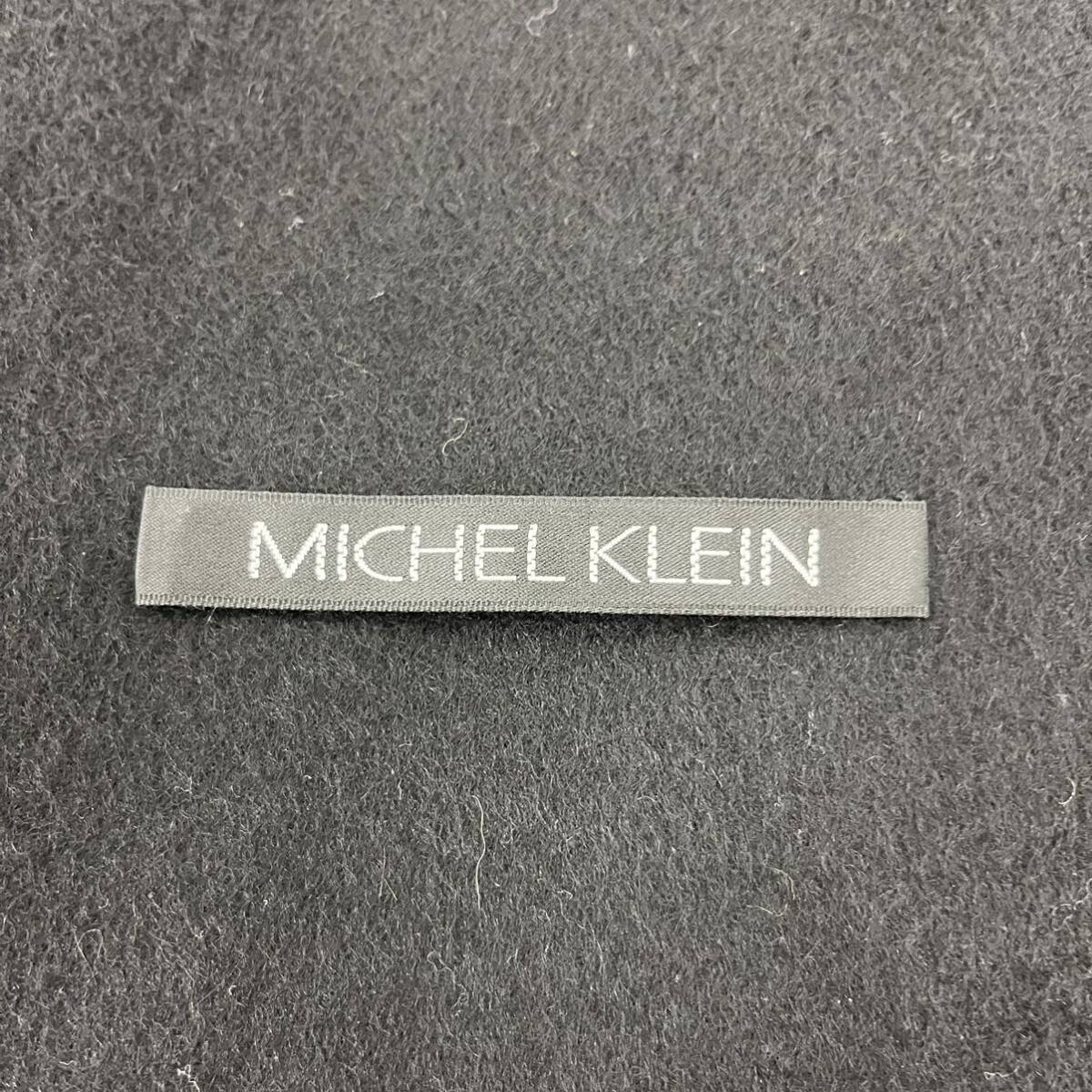 MICHEL KLEIN 極上 カシミヤマフラー カシミヤストール フリンジ カシミア 黒 ブラック ミッシェルクラン【レターパックライト郵送可】L_画像8