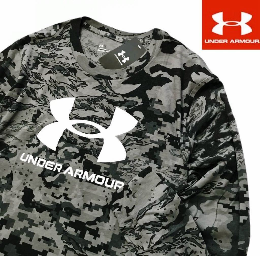 ●M178新品【メンズM】黒迷彩 アンダーアーマー UNDER ARMOUR ゴルフ トレーニング Tシャツ UA ABCカモ ロングスリーブTシャツ 長袖_画像1