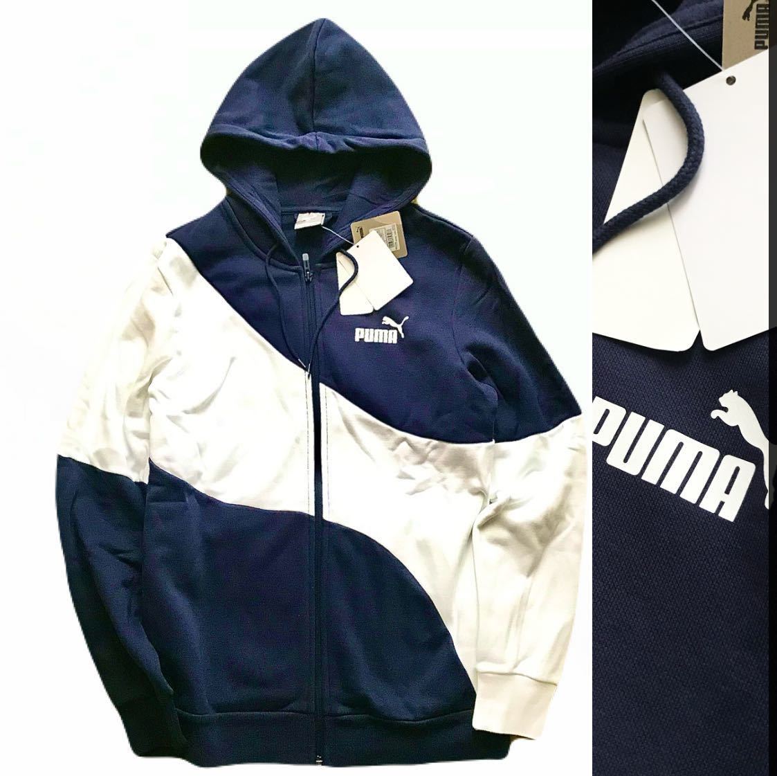 *036 new goods [ men's L] navy blue white Puma sweat Golf . recommended pa- Car Up jersey reverse side nappy PUMA POWER cat sport wear 