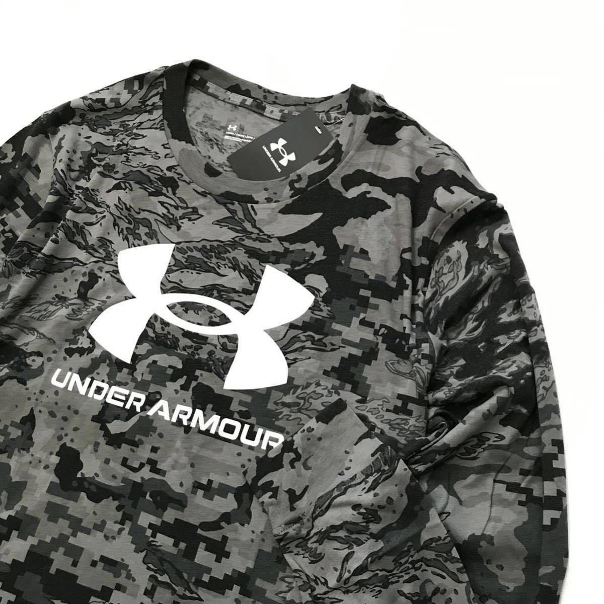 ●M180新品【メンズXL(O)】黒迷彩 アンダーアーマー UNDER ARMOUR ゴルフ トレーニング Tシャツ UA ABCカモ ロングスリーブTシャツ 長袖_画像3