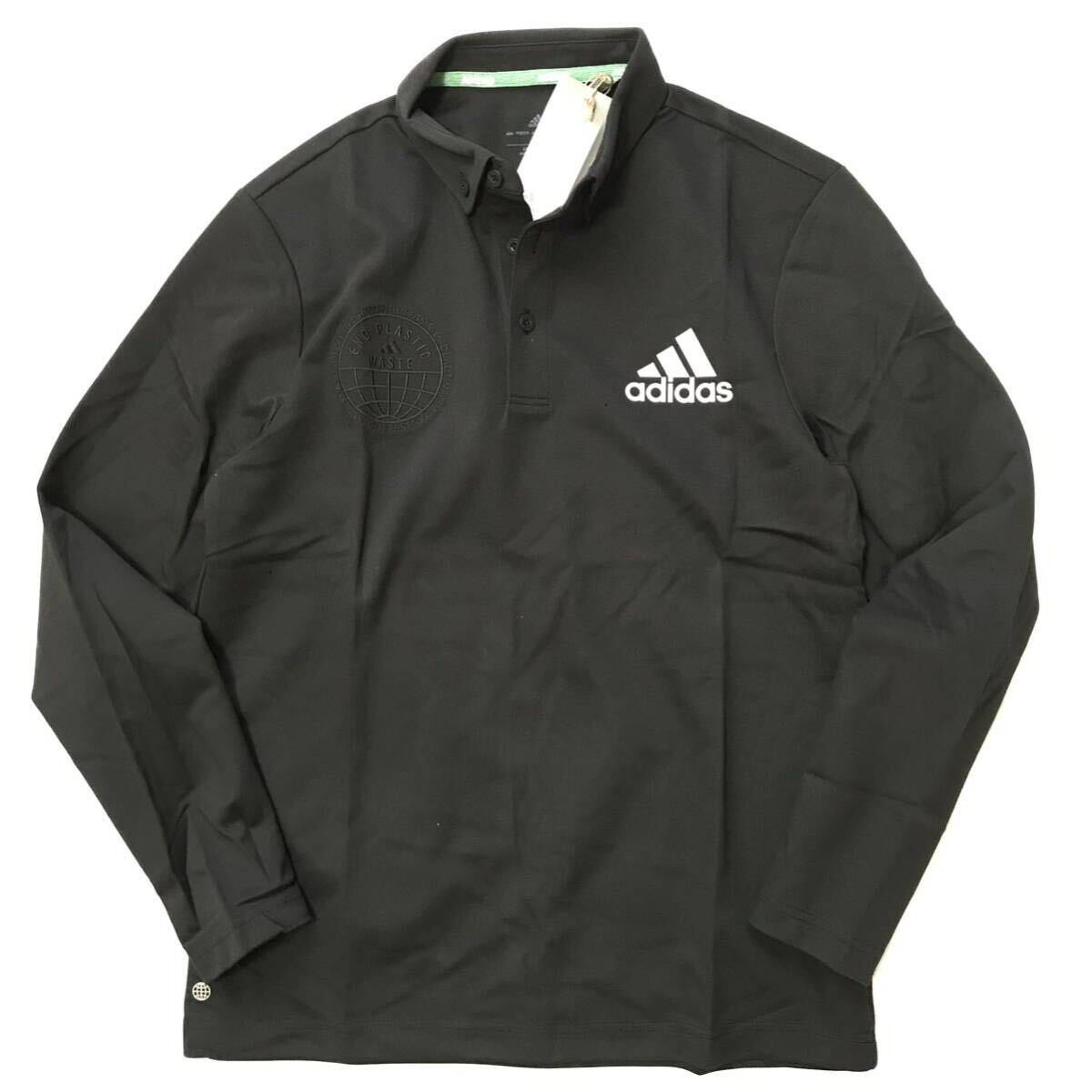 新品 【メンズXL(O)】黒 アディダスゴルフ ボタンダウン ポロシャツ 長袖 adidas GOLF ゴルフウェア ブラックの画像8