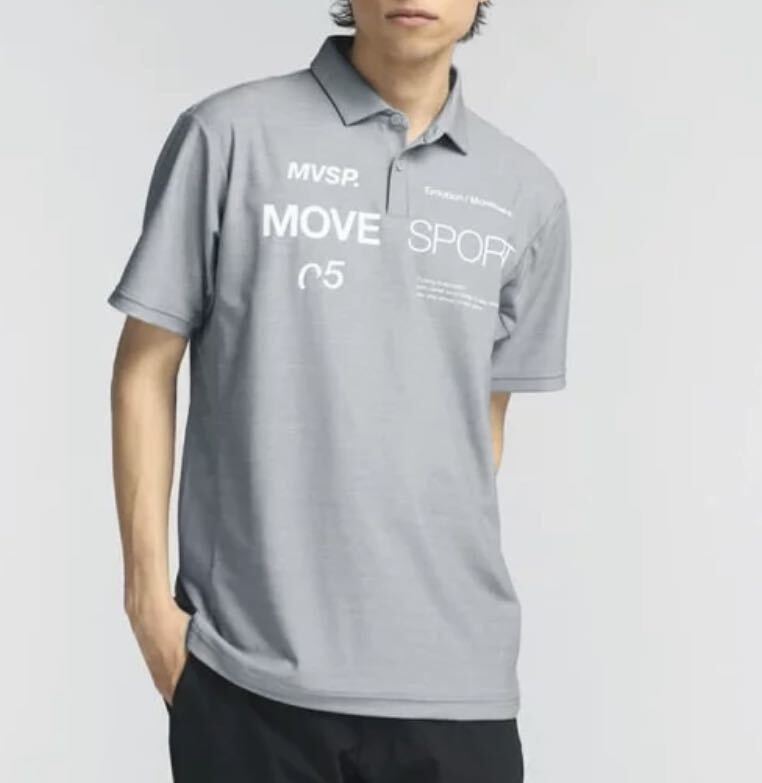 新品【メンズL】灰 ゴルフ DESCENTE MOVE SPORT デサントムーヴスポーツ SUNSCREEN COOL 吸汗速乾 ポロシャツ高品質 さらさら_画像2