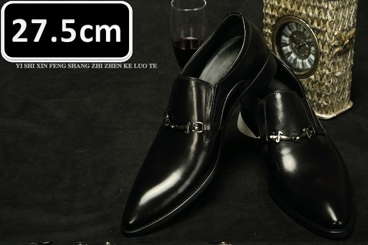 メンズ ビジネス レザー シューズ 本革 ブラック サイズ 27.5cm 革靴 靴 カジュアル 屈曲性 通勤 軽量 新品 【apa-163】