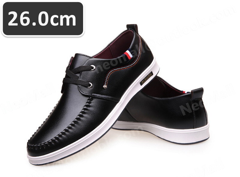 メンズ カジュアル スニーカー ブラック サイズ 26.0cm 革靴 靴 カジュアル 屈曲性 通勤 軽量 インポート品【n043】