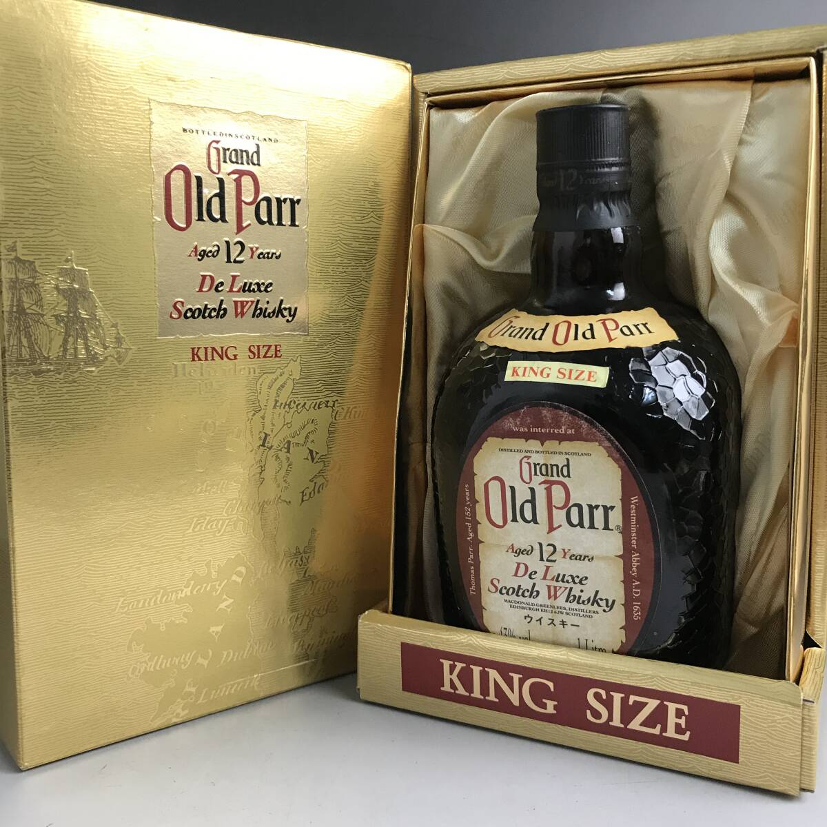 mt7/77 Grand Old Parr 12years old De Luxe Scotch Whisky KING SIZE 43度 1000ml【オールドパー 12年 デラックス キングサイズ】■の画像1