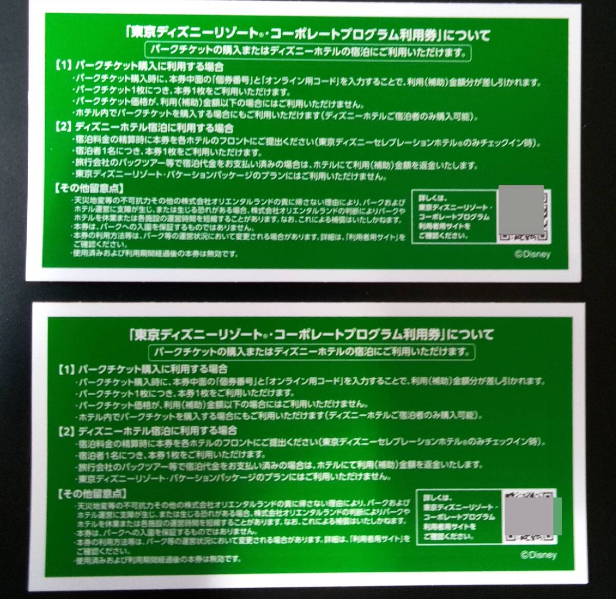 2025年まで/東京ディズニーリゾート1000円券×2枚 コーポレートプログラム利用券/普通郵便_画像2