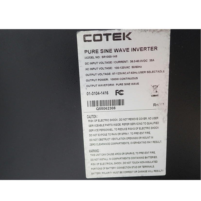 1円【良品】COTEK コーテック/パワーインバータ/SR1000-148/62_画像6