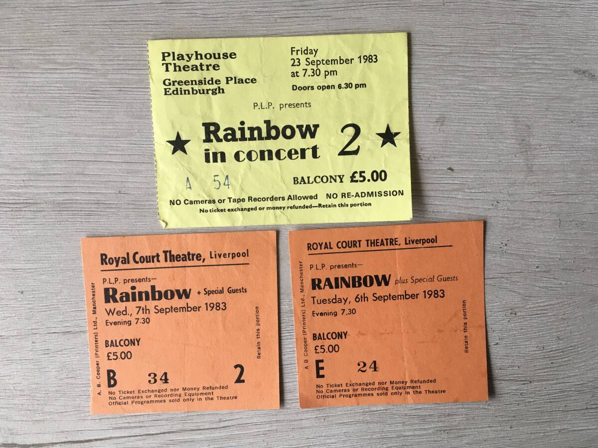 RAINBOW WORLD TOUR 1983-84 UK made all 20 page ticket 3 sheets attaching 