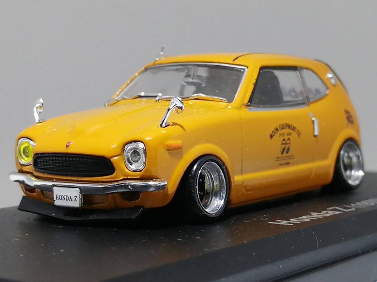 1/43 ノレブ Honda Z (1970）改 アルミ 深リム ローダウン 改造 ホンダZ チンスポ センターマフラー デカール カスタム 国産名車 _画像1