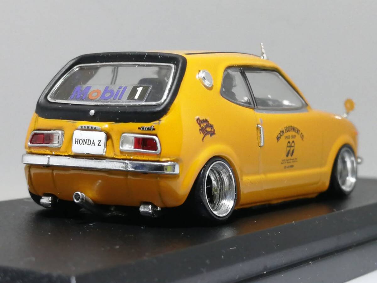 1/43 ノレブ Honda Z (1970）改 アルミ 深リム ローダウン 改造 ホンダZ チンスポ センターマフラー デカール カスタム 国産名車 の画像2