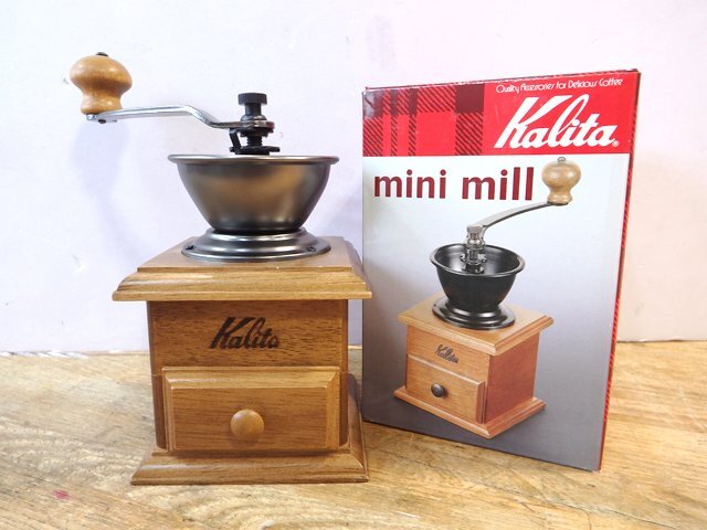 ★ kalita カリタ 手動式 コーヒーミル mini mill ミニミル 木製 手挽き 豆挽き レトロ 珈琲 ★_画像1