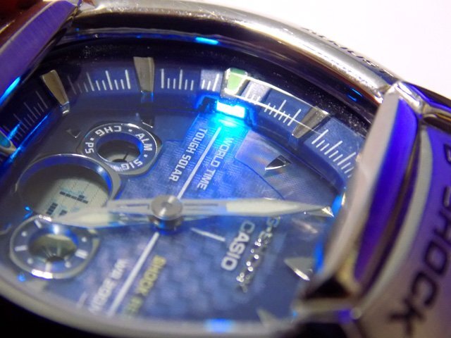 稼働品 CASIO/カシオ G-SHOCK/Gショック GW-1401D メンズ腕時計 ブルー文字盤 SS デジアナ タフソーラー ワールドタイム 20気圧防水の画像2