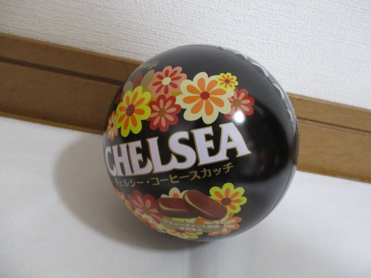 チェルシー 缶　コーヒースカッチ　CHELSEA ゲームセンター限定　プライズ景品　明治　生産終了　お菓子　小物入れ　缶ケース　飴_画像1