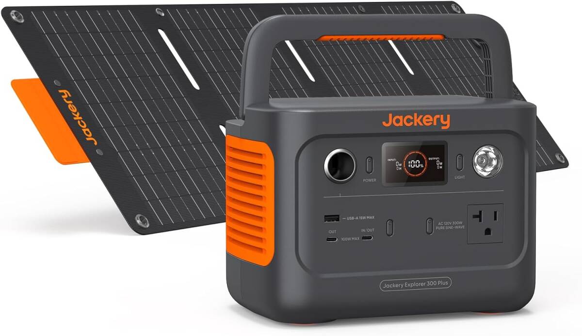 【送料無料】新品 Jackery ポータブル電源＋ソーラーパネルセット Solar Generator 300 Plus 288Wh SolarSaga 40W 太陽光発電 防災 長寿命の画像1