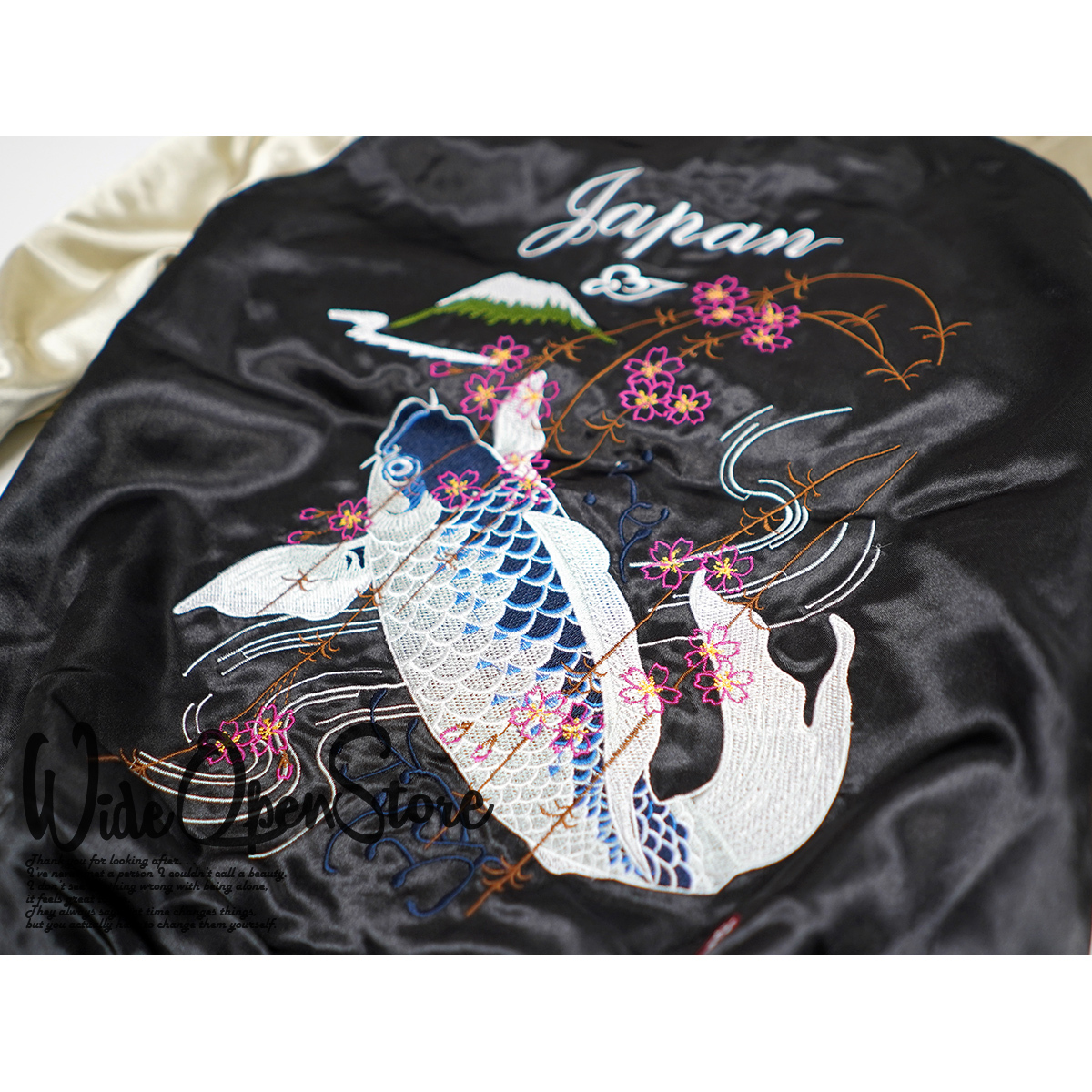 【新品】スカジャン スーベニアジャケット ■3Lサイズ / ブラック黒 鯉■和柄 刺繍 サテン SKAb962kの画像5
