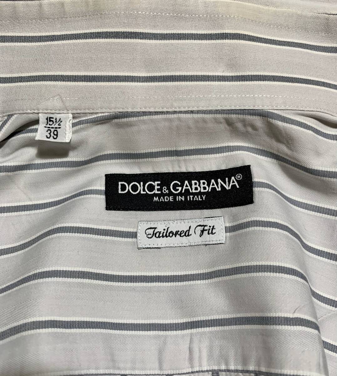 【中古　美品】★DOLCE＆GABBANA★ドルチェ＆ガッバーナ★　長袖シャツ (メンズ)　グレー/ストライプ　size39　イタリア製　100107_画像2