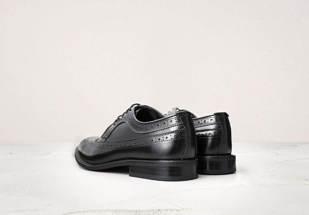 [ギオネ] ビジネスシューズ ウィングチップ 革靴 メンズ 黒 24.5 cm レザーシューズ 本革 新品未使用