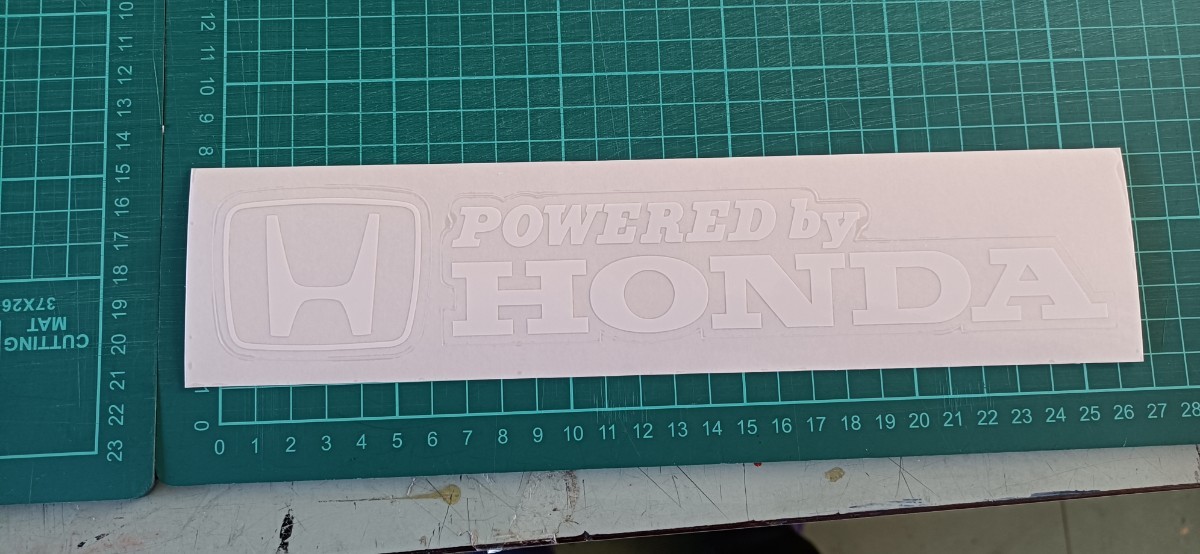 ホンダステッカー POWDER by HONDA 透明に白プリントの画像1