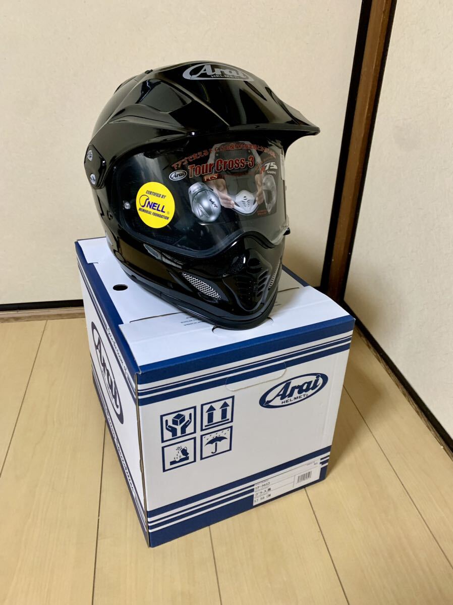 未使用 ARAI TOUR-CROSS 3 M(頭囲 57-58 cm) グラスブラック ツアークロス3 アライ_画像3