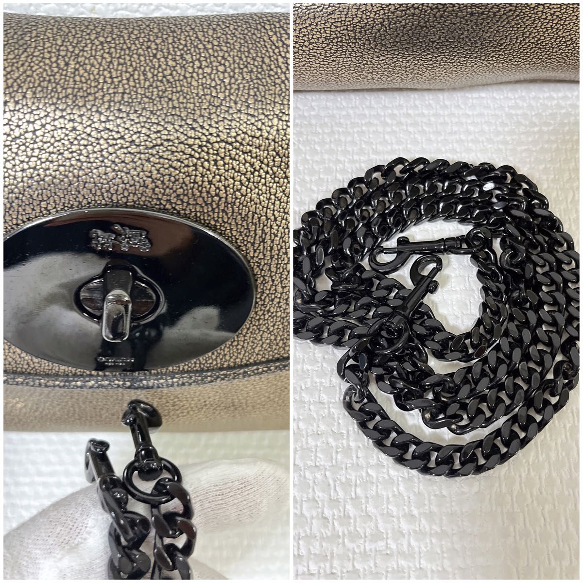 【美品】COACH コーチ ショルダーバッグ 33527 チェーンショルダー レザー ターンロック