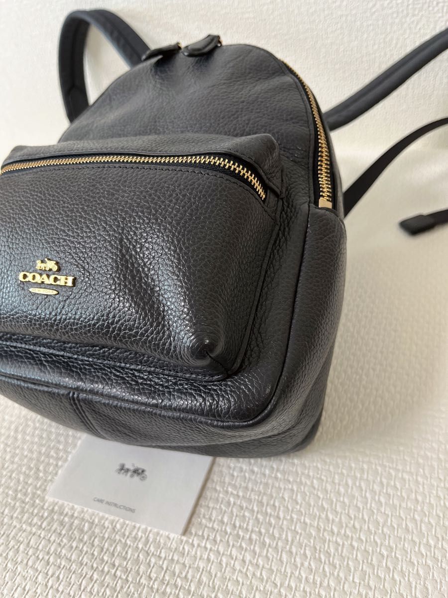 【タイムセール！未使用に近い】COACH コーチ リュックサック バックパック ミニリュック レザー グレー チャーム・カード付き