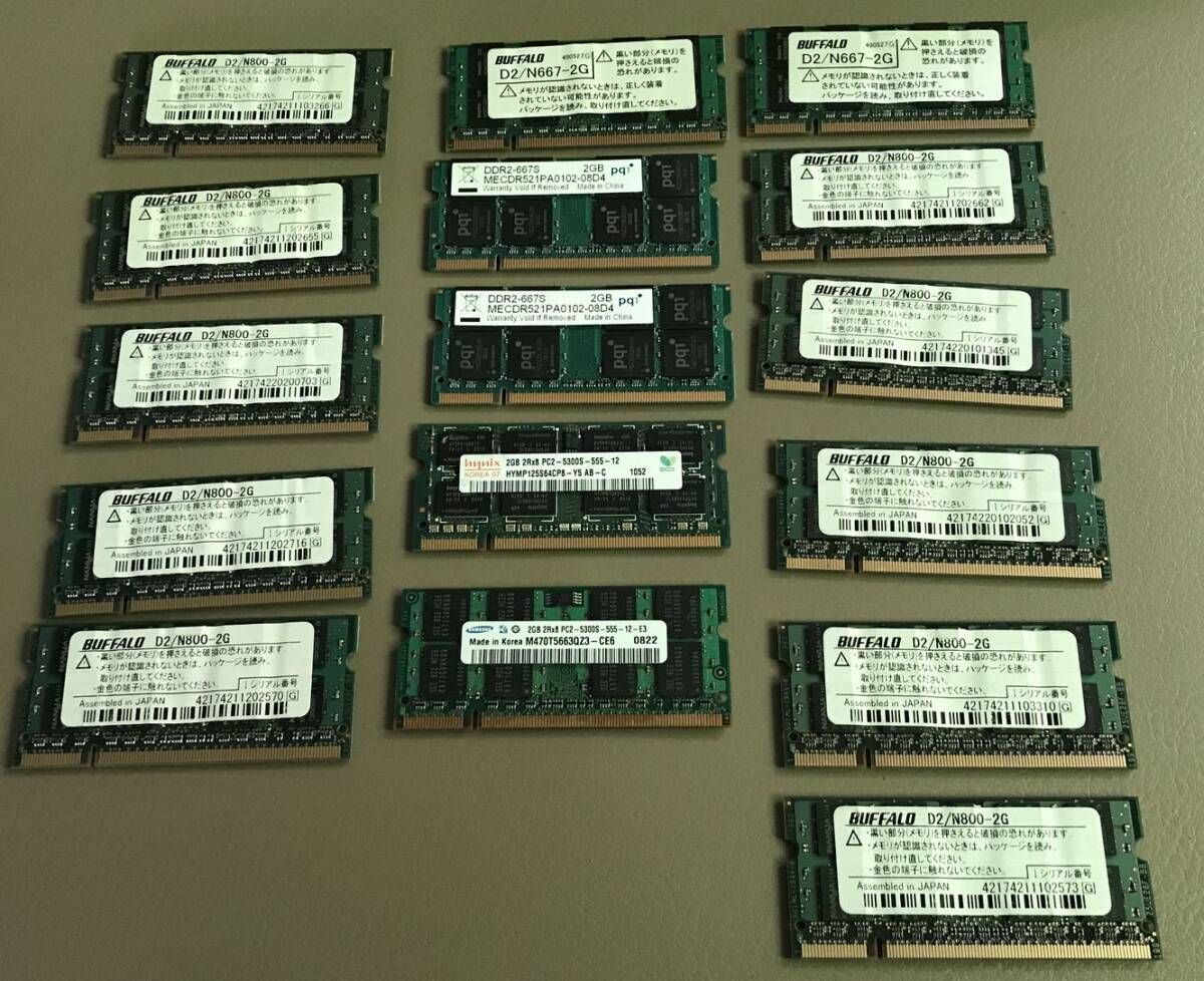 3 DDR2 ノートPC用メモリ 色々 16枚ジャンク_画像1