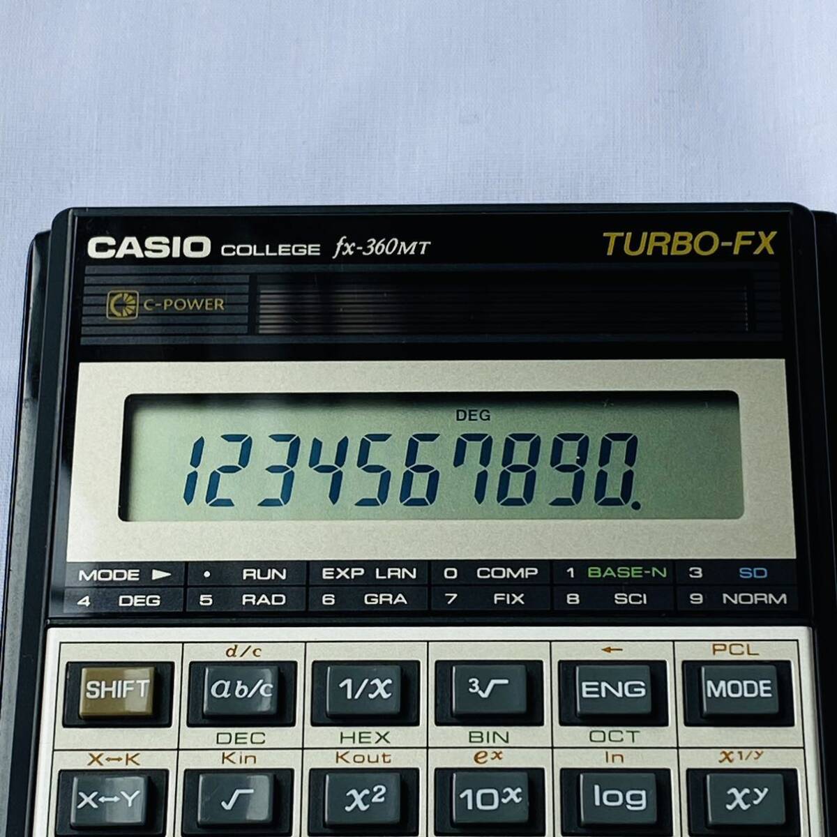 CASIO カシオ 関数電卓 fx-360MT TURBO-FX 計算機 カバー付き 太陽電池 ソーラー 中古 動作確認済み 現状 当時物 昭和レトロ ヴィンテージの画像3