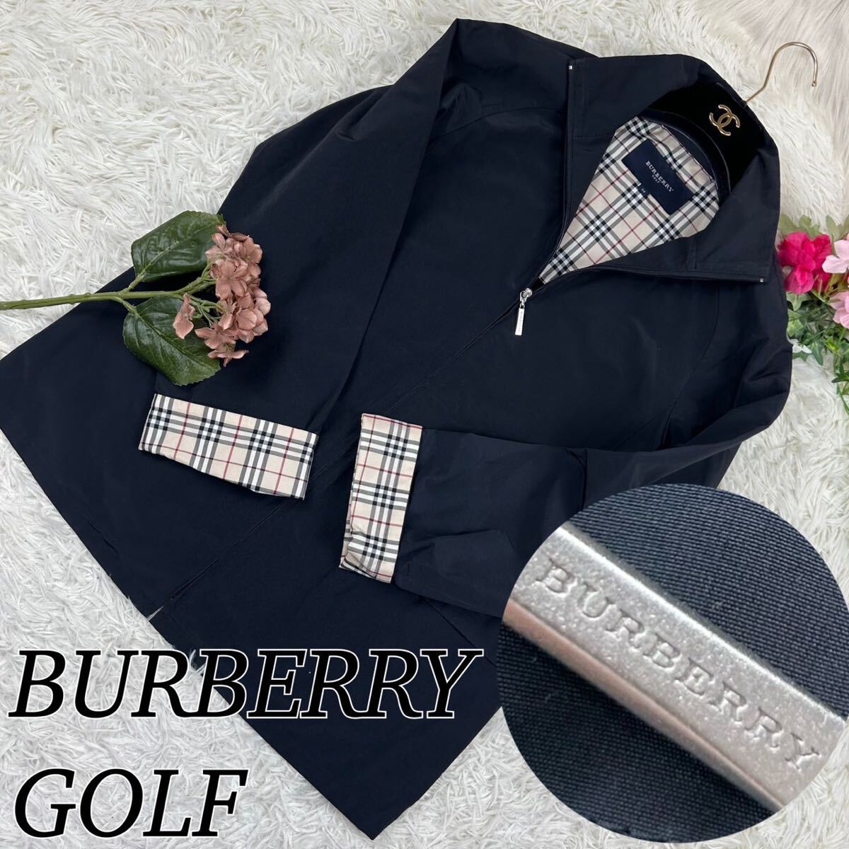 BURBERRYGOLF バーバリーゴルフ メンズ Mサイズ ブルゾン ジャンパー アウター ノバチェック柄 フルジップアップ ロゴ金具 送料無料 の画像1