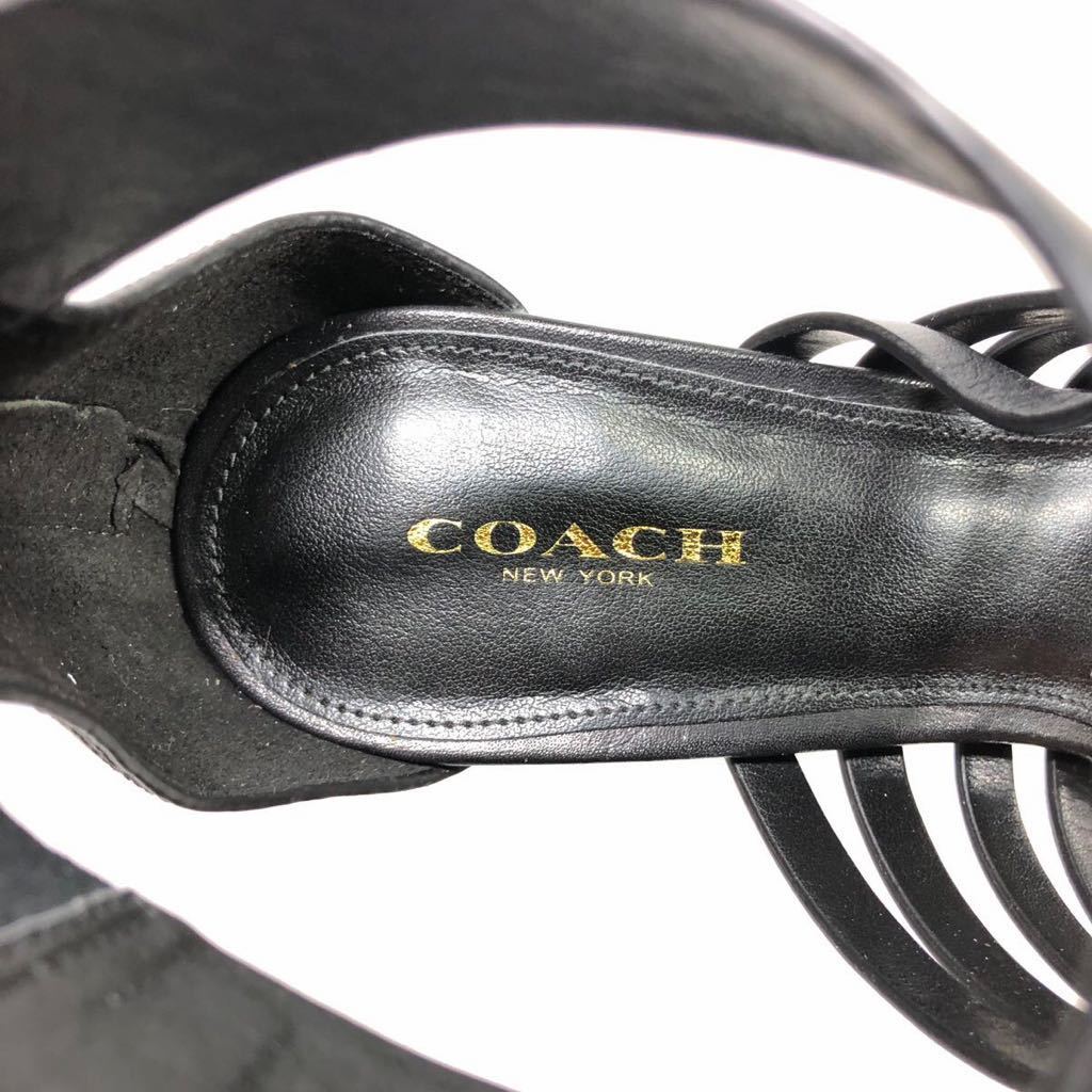 unused goods [ Coach ] genuine article COACH shoes 24.5cm black Logo metal fittings sandals pumps casual shoes original leather for women lady's 7.5 B box equipped 