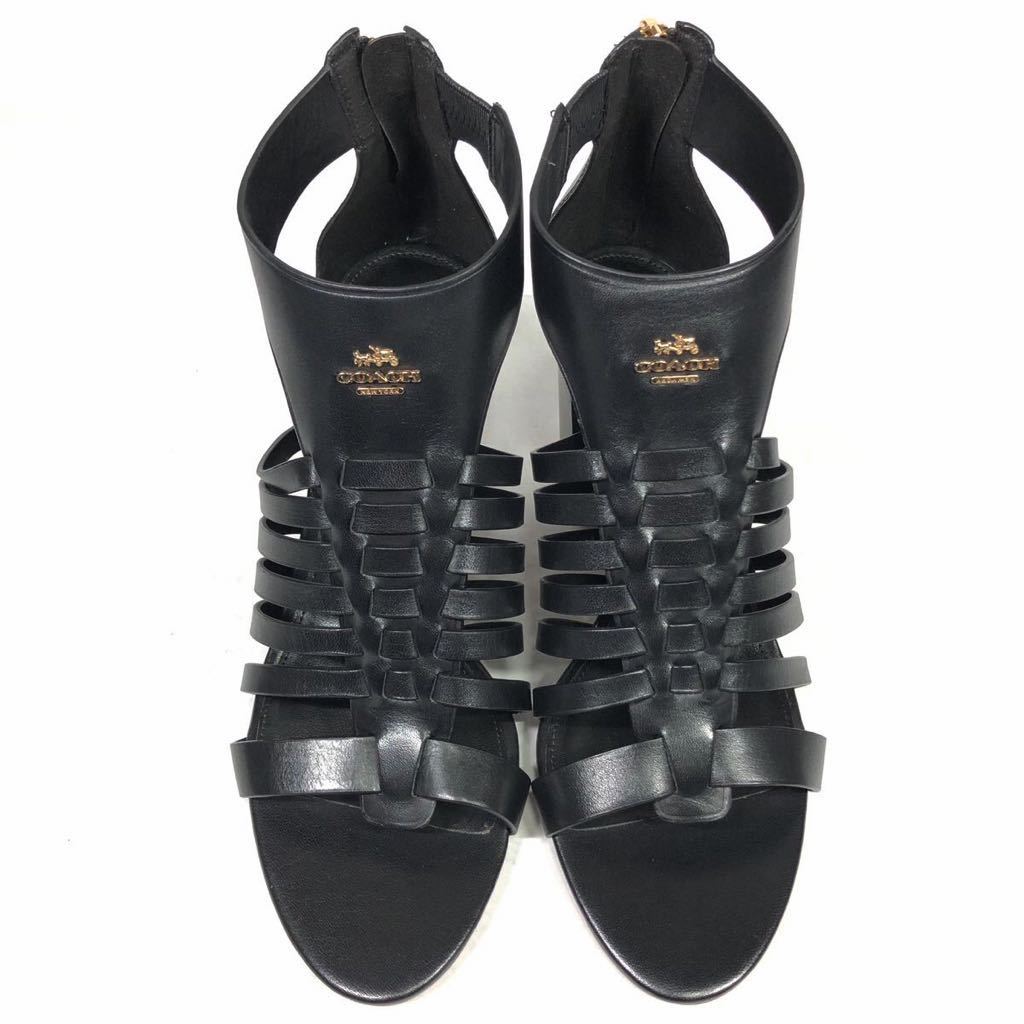  unused goods [ Coach ] genuine article COACH shoes 24.5cm black Logo metal fittings sandals pumps casual shoes original leather for women lady's 7.5 B box equipped 