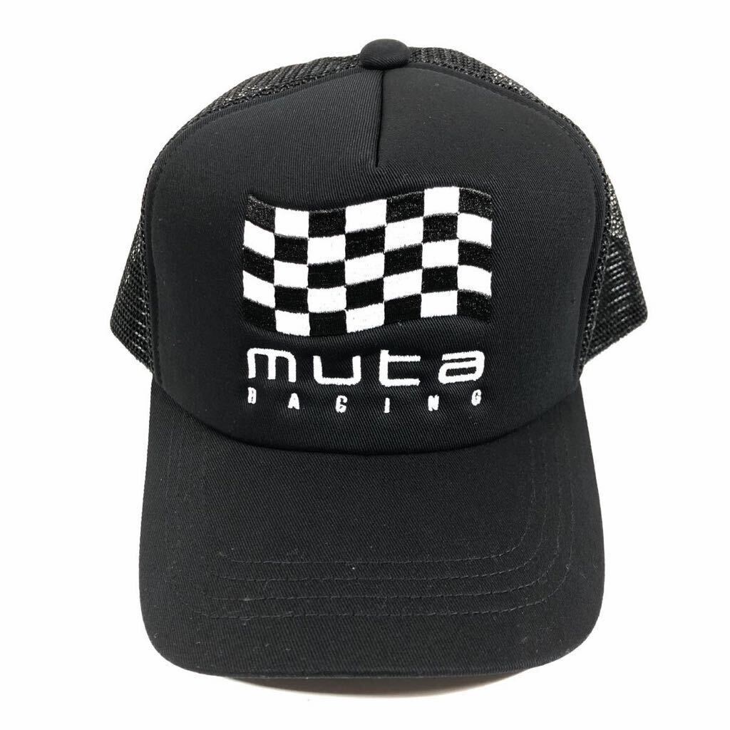 未使用品【ムータ】本物 muta ベースボールキャップ ONE SIZE 帽子 ハット RACING レーシング 黒 コットン×ナイロン メンズ レディース 19_画像1