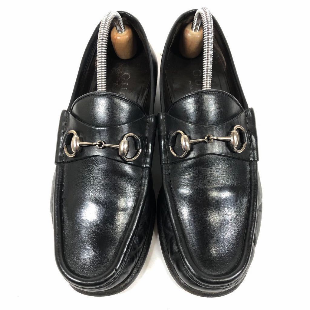 [ Gucci ] подлинный товар GUCCI обувь 26cm шланг bit bit Loafer туфли без застежки бизнес обувь натуральная кожа мужской мужской Италия производства 41 E
