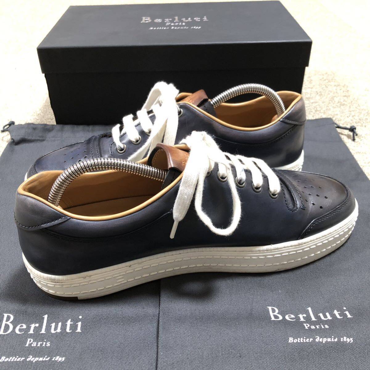 【ベルルッティ】本物 Berluti 靴 26cm パティーヌ スニーカー カジュアルシューズ 本革 レザー 男性用 メンズ イタリア製 7 1/2 保存袋 箱_画像7