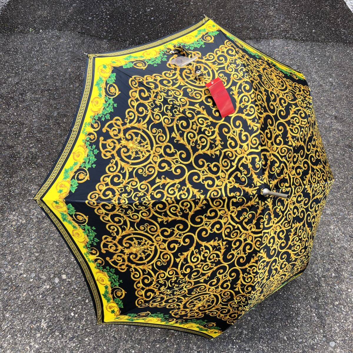 未使用品【ヴェルサーチェ】本物 GIANNI VERSACE 傘 バロック調 グレカ メデューサ金具 全長89cm 雨傘 アンブレラ 長傘 雨具 メンズ 伊製_画像5