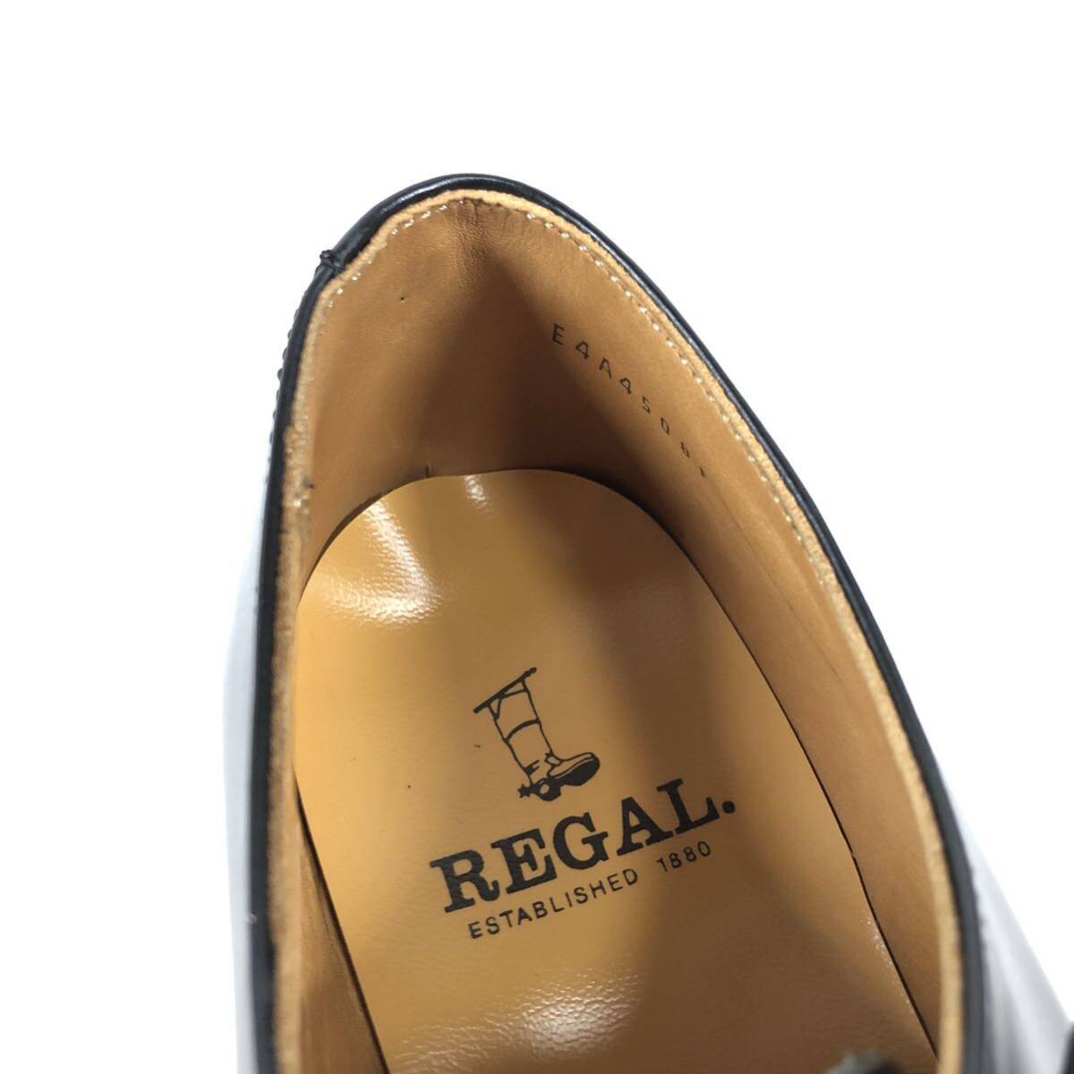 美品【リーガル】本物 REGAL 靴 24.5cm 黒 プレーントゥ ビジネスシューズ 外羽根式 本革 レザー 男性用 メンズ 日本製 24 1/2 EEE_画像9