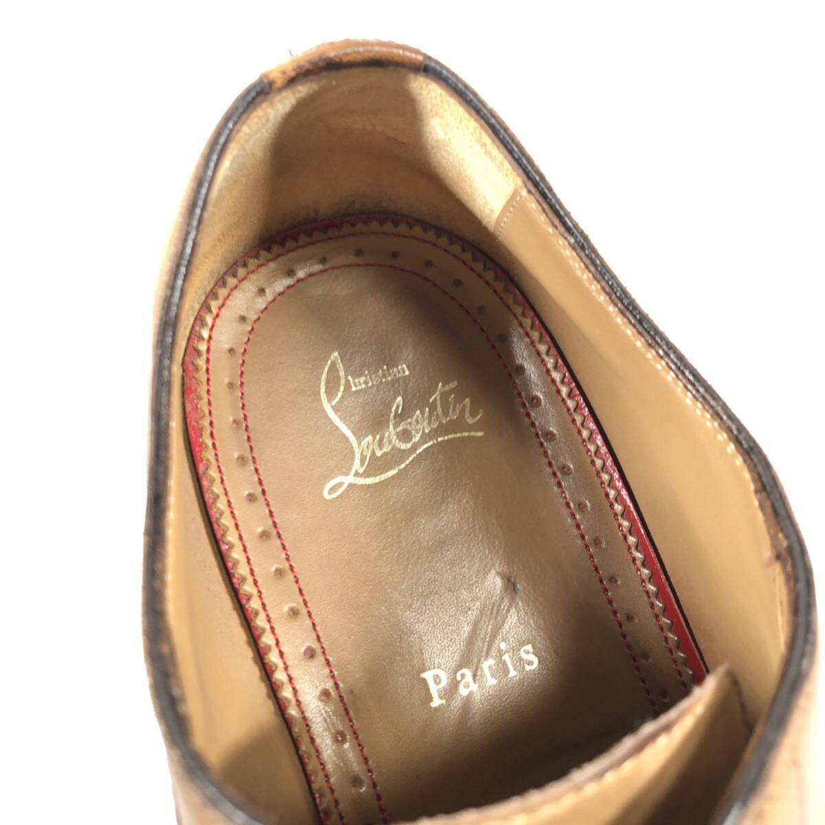 【ルブタン】本物 Louboutin 靴 27cm 茶 ストレートチップ ビジネスシューズ 内羽根式 本革 レザー 男性用 メンズ イタリア製 42_画像9