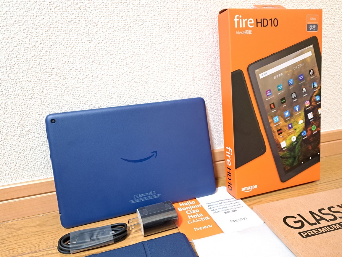 Amazon 【美品】Fire HD 10 第11世代 32GB（デニム）カバー付◆新品ガラスフィルム付