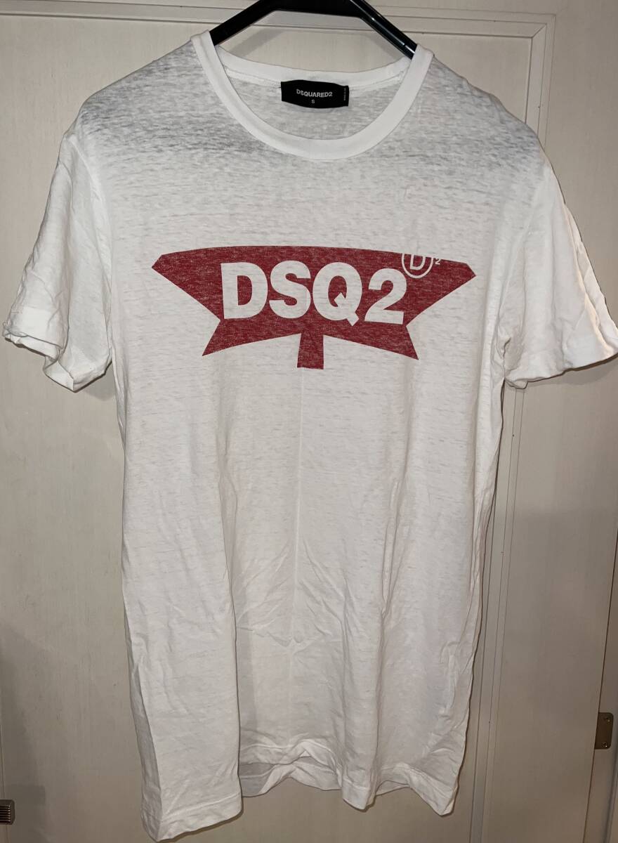 美品 Dsquared2 ディースクエアード ロゴTシャツ ホワイト サイズS_画像1