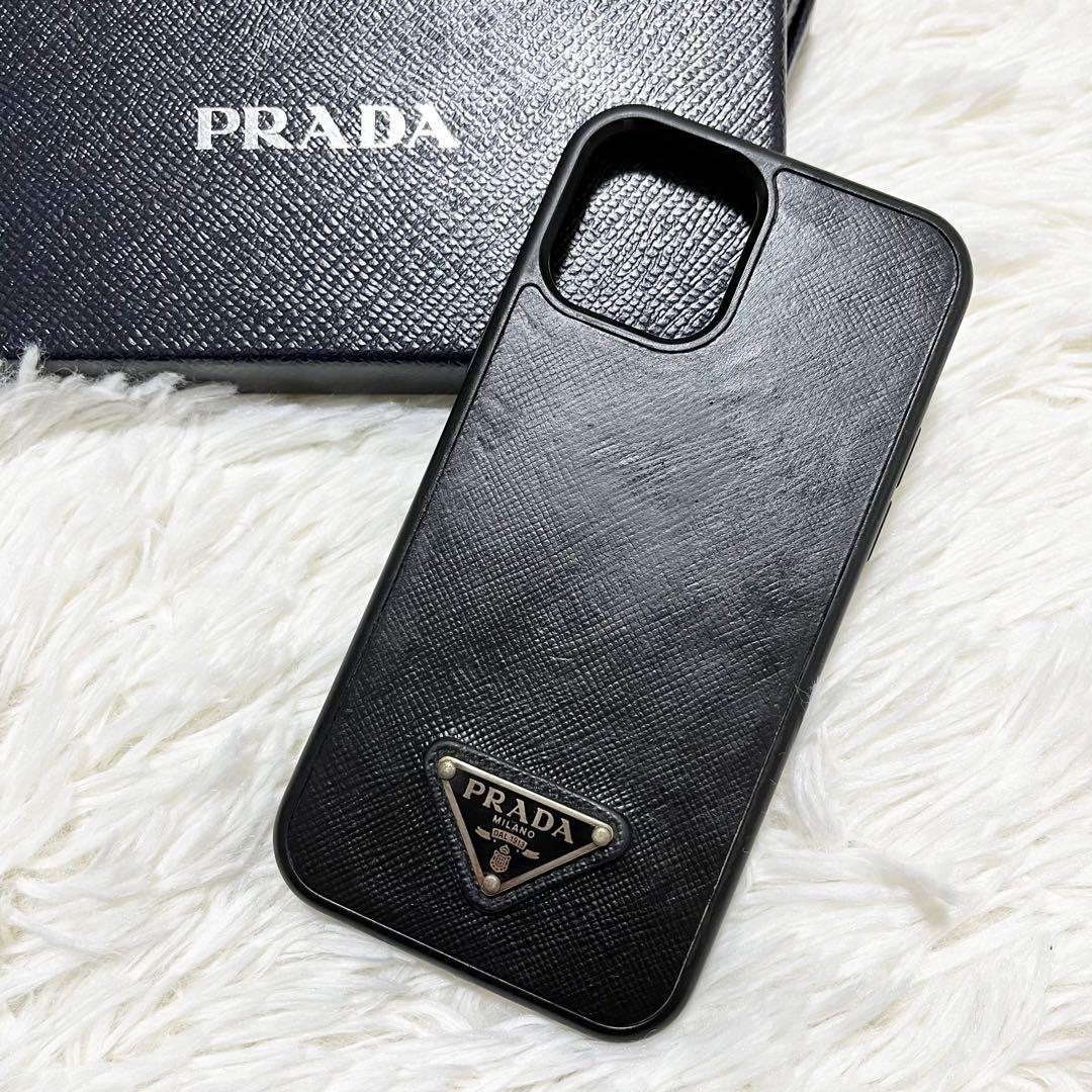 【良品】プラダ　iPhone12/12pro ケース　ブラック　RFID搭載