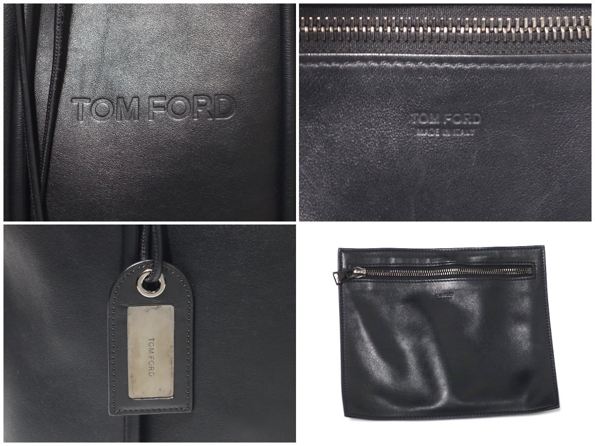  beautiful goods TOM FORD Tom Ford en Boss Logo tote bag car f leather black black men's high capacity briefcase 