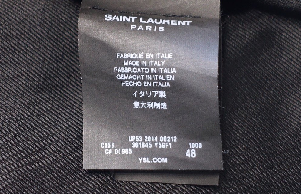 14AW 定価50万 美品 SAINT LAURENT PARIS サンローラン カーフレザー パファー ライダース ジャケット 361845 エディ期 ブラック メンズ 48の画像4