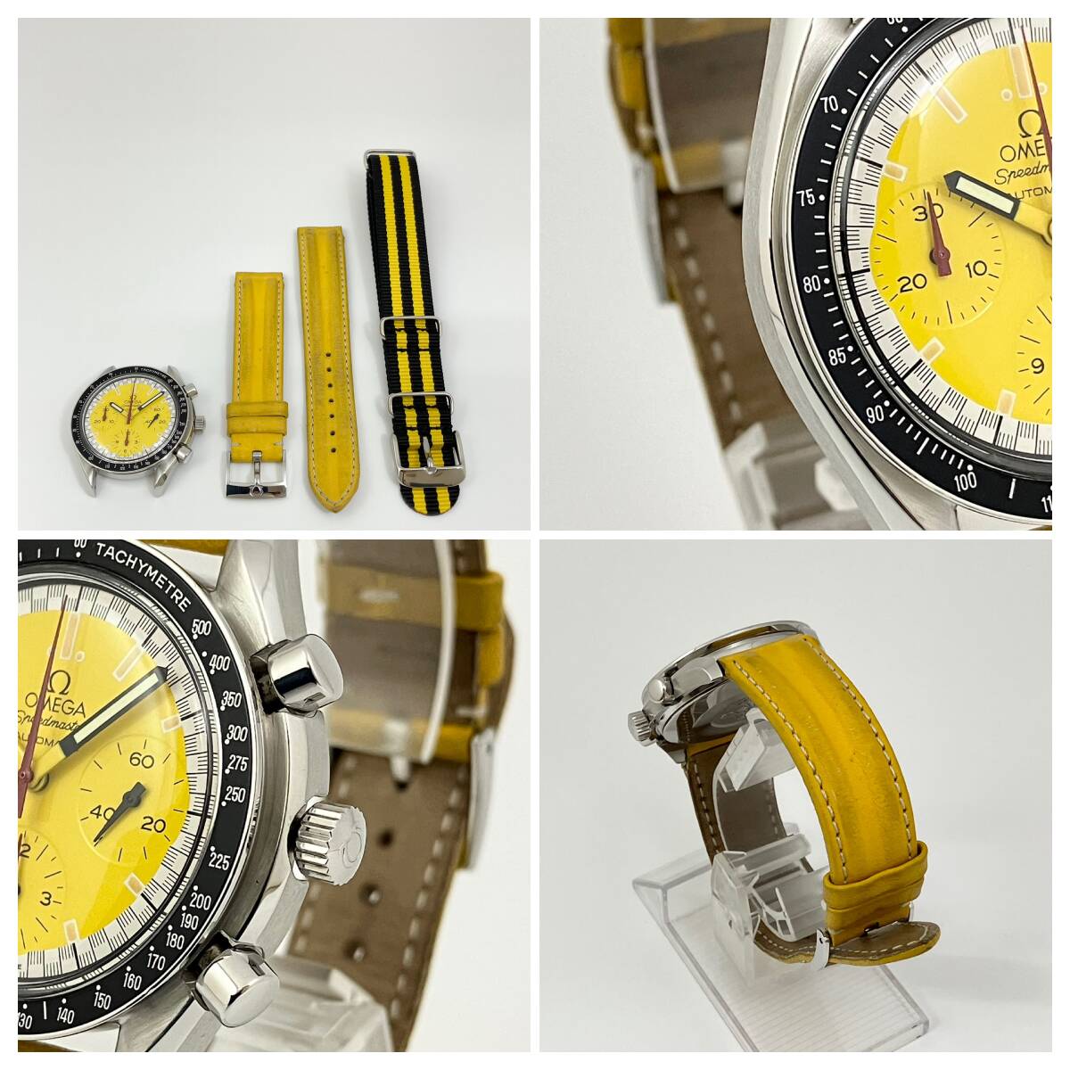 付属品、ベルト2種付き☆OH済み極美品のオメガ・スピードマスター時計・シューマッハ黄色盤・3810-12☆の画像10