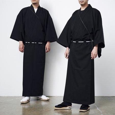 4-0308M♪#Graphpaper Y.&SONS 新品 offscalewool YUKATA 定価78000円 羽織 着物 サイズ2 ストライプ 浴衣 ネイビー グラフペーパー F95741_画像1